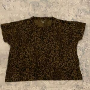 Dark Brown Camouflage Short Sleeve Tee with Crew Neck and Boxy Fit